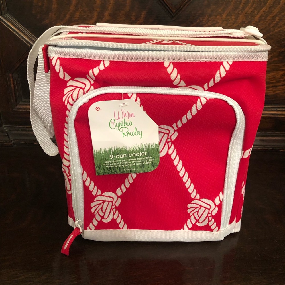 NEW! ⚓️🟥 Cynthia Rowley Red and White Nautical Rope Small Cooler 🪢🟥